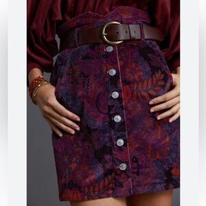 Pilcro and the Letterpress paisley corduroy mini skirt